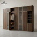 BRAVOYS™ Multi-Door Wardrobe with Display Panels & Open Shelving