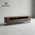 BRAVOYS™ Low-Profile Wood & Stone-Look TV Cabinet for Media Spaces