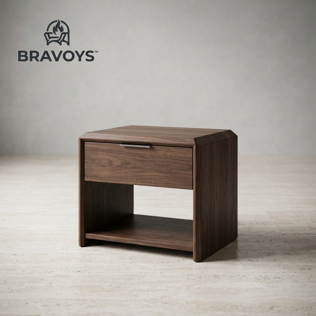 BRAVOYS™ Compact Wood-Grain Bedside Table for Bedrooms & Small Corners