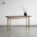 BRAVOYS™ Wood-Top Console Table with Slim Metal Frame for Entryways & Hallways